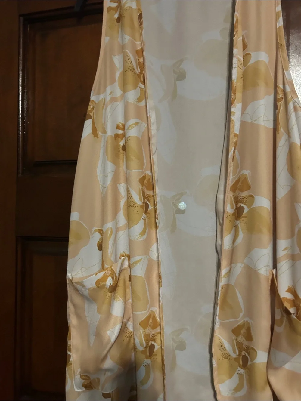 Lightweight Floral Print Scarf Vest - Cream & Gold